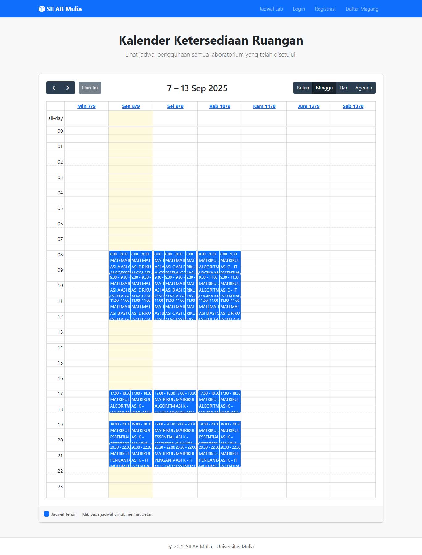 Cek! Jadwal Penggunaan Laboratorium Komputer di Lingkungan Universitas Mulia